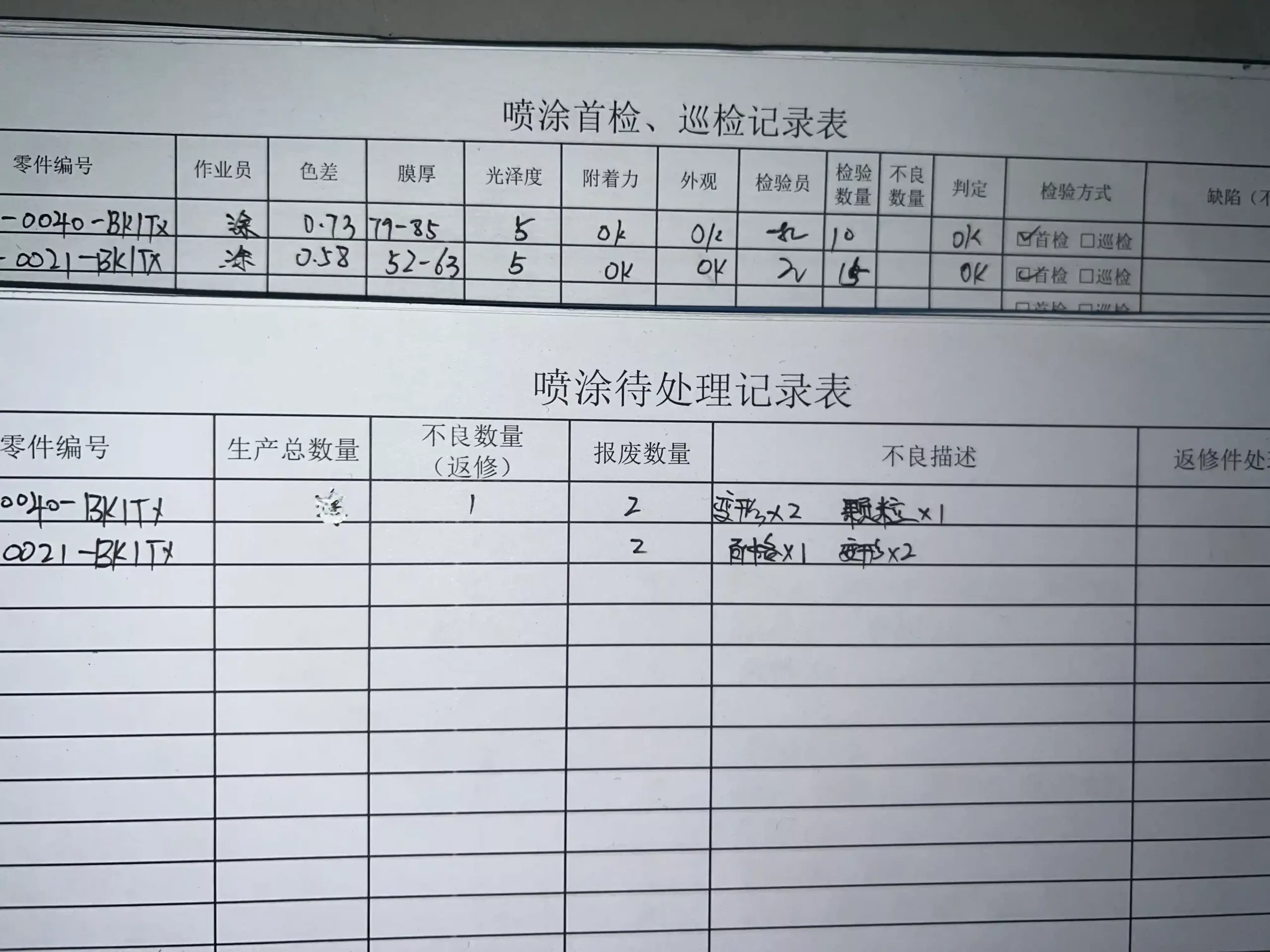 表面処理品質検査報告書