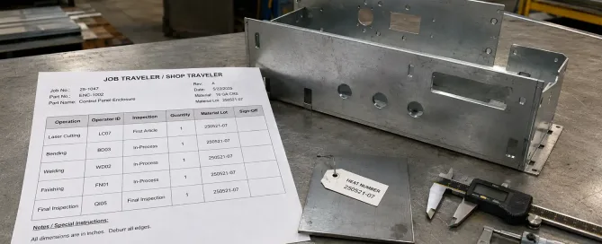 板金製造の工程とトレーサビリティを記録したジョブトラベラー