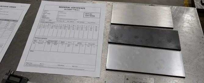 EN 10204 Type 3.1およびヒート番号トレーサビリティ付き板金の材料証明書