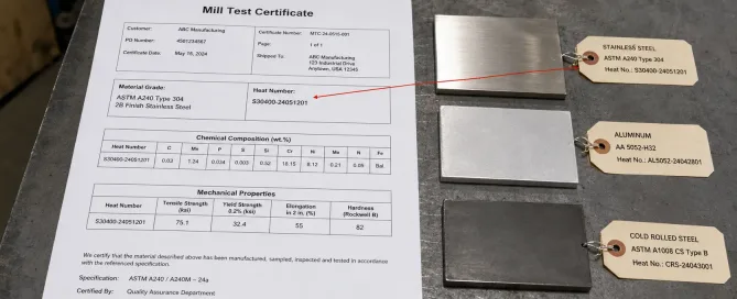 ミルサーティフィケートと板金材料のトレーサビリティ文書